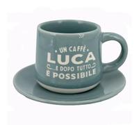 CLEARCO Tazzina da caffè personalizzata con piattino e scatola - Luca