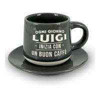 CLEARCO Tazzina da caffè personalizzata con piattino e scatola - Luigi