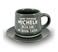 CLEARCO Tazzina da caffè personalizzata con piattino e scatola - Michele