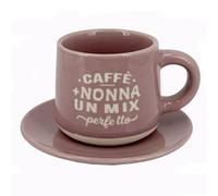 CLEARCO Tazzina da caffè personalizzata con piattino e scatola - Nonna più caffè