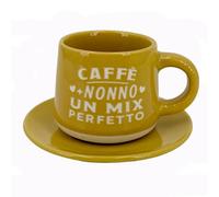 CLEARCO Tazzina da caffè personalizzata con piattino e scatola - Nonno più caffè