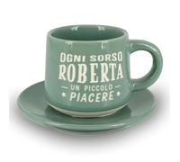 CLEARCO Tazzina da caffè personalizzata con piattino e scatola - Roberta