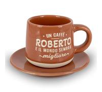 CLEARCO Tazzina da caffè personalizzata con piattino e scatola - Roberto