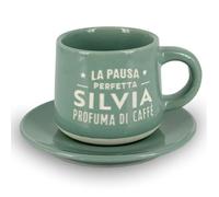 CLEARCO Tazzina da caffè personalizzata con piattino e scatola - Silvia
