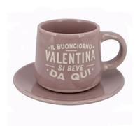 CLEARCO Tazzina da caffè personalizzata con piattino e scatola - Valentina