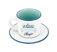 CLEARCO TAZZINA DA CAFFE' PERSONALIZZATA CON PIATTINO - LA VITA E' UNA COMBINAZIONE DI CAFFE' E MAGIA