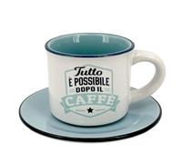 CLEARCO TAZZINA DA CAFFE' PERSONALIZZATA CON PIATTINO - TUTTO E' POSSIBILE DOPO IL CAFFE'