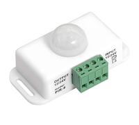 Clearhill 1pz Interruttore Sensore Movimento PIR 12V-24V, Controller Luci LED, Timer 1-10 Min, 120°, 8m (Bianco)