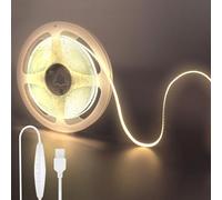 Clearhill 2 PACCHETTI Fita LED COB USB 5V con Interruttore Regolabile, 5M, Bianco Naturale 4000K, 320 LED/M, 8mm, IP20, Cavo USB 1.5M, Decorazione Interna DIY