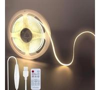 Clearhill 5 V USB COB LED Strip Lights with Remote Dimmerable Switch,6.56FT/2M,Natural White 4000K,320LEDs/M,8mm Width,Not Waterproof IP20,1.5M USB Switch Cable,for DIY Home Indoor Decoration