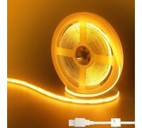 Clearhill 5 V USB COB striscia LED luci, 2 M/6,56 FT, arancione, 320 LEDs/M, larghezza 8 mm, non impermeabile IP20, cavo USB da 1 m, nastro LED flessibile per decorazione interna e fai da te.