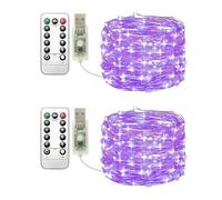 Clearhill Confezione 2 ghirlande USB 10m viola, 100 LED filo rame, telecomando, 8 modalità, timer e dimmerabile per Natale e camera