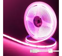 Clearhill Fita LED COB USB 5V, 2M/6.56FT, Rosa, 320 LED/M, Larghezza 8mm, Non Impermeabile IP20, Cavo USB 1M, Fita LED Flessibile per Decorazione DIY Interna di Casa