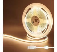 Clearhill Fita LED COB USB 5V, 3M/9.84FT, Bianco Caldo 3000K, 320 LED/M, Larghezza 8mm, Non Impermeabile IP20, Cavo USB 1M, Fita LED Flessibile per Decorazione DIY Interna di Casa