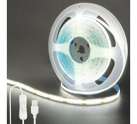 Clearhill Fita LED COB USB 5V con Interruttore, 5M, Bianco Freddo 6500K, 320 LED/m, 8mm, IP20, Cavo USB 1M, Decorazioni Casa DIY