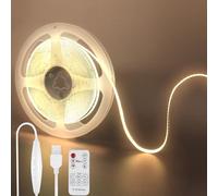 Clearhill Fita LED COB USB 5V con Telecomando Dimmerabile, 3M, Bianco Caldo 3000K, 8mm, 320 LED/m, IP20, Cavo USB 1.5M, Decorazioni Casa