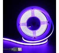 Clearhill Fita LED COB USB 5V, Viola, 8mm, 320 LED/m, 8W/m, CRI90, 2M, Pannello Doppio Elettroplaccato, IP20, Decorazioni Interne