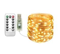 Clearhill Ghirlanda luminosa USB 20m bianco caldo 200 LED con telecomando, 8 modalità, timer e dimmerabile per Natale, camera, interni/esterni
