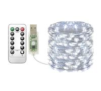 Clearhill Ghirlanda luminosa USB 20m bianco freddo 200 LED con telecomando, 8 modalità, timer e dimmerabile per Natale, camera, interni/esterni