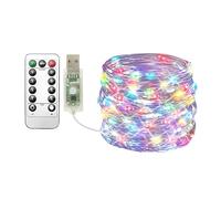 Clearhill Ghirlanda luminosa USB multicolore 100 LED con telecomando, 8 modalità, timer e dimmerabile per Natale, camera, interni/esterni