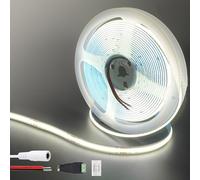 Clearhill Striscia LED COB 24V (senza alimentatore), 2M/6,56FT, bianco freddo 6500K, 320 LED/m, spina DC 5521 femmina, connettori filari rosso-nero, 8mm, IP20, decorazione interna DIY