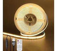 Clearhill Striscia LED COB USB 5V 8mm, telecomando dimmerabile, Bianco Caldo 3000K, 320LED/m,8W/m,CRI90,5m/6,56FT,IP20, interna