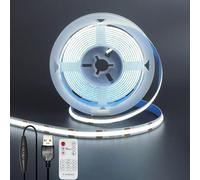 Clearhill Striscia LED COB USB 5V 8mm, telecomando dimmerabile, Bianco Freddo 6500K,320LED/m,8W/m,CRI90,5m/6,56FT,IP20, interna