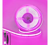 Clearhill Striscia LED COB USB 5V dimmerabile,Rosa,8mm,320LED/m,8W/m,CRI90,3m/9,84FT,pannello doppio lato elettroplaccato,IP20,decorazione interna