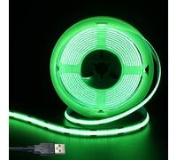 Clearhill Striscia LED COB USB da 5 V 8 mm di larghezza, verde, 320 LEDs/M, 8 W/M, CRI90, 3 m, striscia luminosa a pannello bifacciale elettrolitica, impermeabile IP20, striscia flessibile per