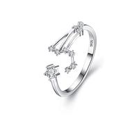 Clearine Anello Argento 925 zircone Oroscopo-"Leone" Zodiaco 12 Costellazione Astrologia Regolabile Statemente