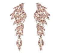 Clearine Art Deco Ala d'angelo Foglia Cluster Statement Orecchini pendente Chandelier Long Goccia Regalo per Donne Rosa Oro-fondo