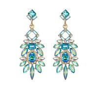 Clearine Art Deco Rhinestone Marquise Emerald Cut Rectangle Geometric Statement Earrings per Donne Amethyst Fondo Oro
