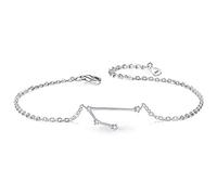 Clearine Bracciale Argento 925 Oroscopo 12 Costellazione Regalo per Compleanno Astrologia Braccialetto Trasparente "Aries"