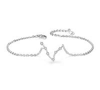 Clearine Bracciale Argento 925 Oroscopo 12 Costellazione Regalo per Compleanno Astrologia Braccialetto Trasparente "Pisces"