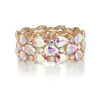 Clearine Bracciale elastico da donna alla moda con strass scintillanti, per matrimoni, feste e balli di fine anno, 6.5 Zoll, Cristallo