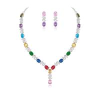 Clearine Donna Parure Gioielli-Collana Orecchini Elegante Delicato Zirconia cubica Infinito Y-Forma Collana Ciondolare Set