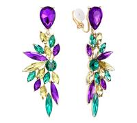 Clearine - Orecchini da donna con cristalli a forma di goccia con una tonalità chiara e argentata, 70 x 20 mm, Cristallo Lega di acciaio