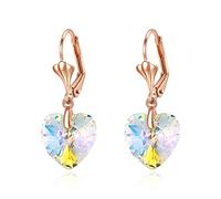 Clearine Orecchini pendenti in cristallo austriaco Rose Oro-fondo Iridescente AB Cuore Leverback Lampadario, regalo di Valentine's day/Compleanno/Natale/Matrigna per mamma/donna/moglie/fidanzata