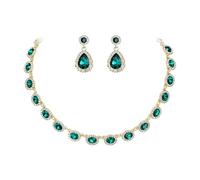 Clearine Set di gioielli da sposa per la moda del ballo di fine anno, con collana con cristalli ovali, orecchini a goccia con perno e orecchini pendenti per matrimonio, set di gioielli da donna per