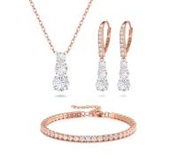Clearine Trilogy, set di gioielli da donna con zirconi cubici e orecchini, Zirconia cubica, cubica