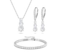 Clearine Trilogy, set di gioielli da donna con zirconi cubici e orecchini, Zirconia cubica, cubica