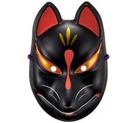 Clearstone Maschera Volpe Giapponese Kitsune Omen Unisex Nero Cosplay Anime T...