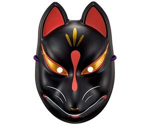 Clearstone Maschera Volpe Giapponese Kitsune Omen Unisex Nero Cosplay Anime T...