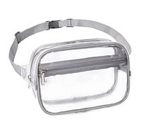 Clearworld Marsupio trasparente per donne e uomini, zaino approvato dallo stadio con cinturino regolabile, borsa da cintura alla moda per festival, giochi, viaggi e concerti, Grigio, Medium, Casual