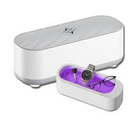 Clearzy Ultrasonic Glasses Cleaner,Rechargeable Clerazy Eyeglass Cleaner Machine with Liquid,Deep-Cleans Oil for Glasses,Rings,Necklaces,Jewelry,Watches,and Dentures,Fast Cleaning,No Scratches (White)