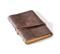 Cleather Diario in pelle, 12,7 x 17,8 cm, per uomo e donna, 200 pagine a righe, stile vintage, fatto a mano, rilegato in pelle, diario da viaggio, quaderno per schizzi (marrone)