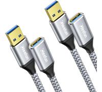 CLEEFUN Cavo Prolunga USB 2 Metri 2Pezzi, USB 3.0 Tipo A Maschio a A Femmina 5Gbps Nylon Cavi Estensione Trasferimento Dati per Scanner, Stampante, Mouse, Tastiera, Hub, Gamepad, Controller 5/4