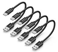 CLEEFUN Cavo USB C 30 CM, 5Pezzi Cavo USB Type-C 30 cm Corto 3A Ricarica Rapida Nylon Cavo Dati USB Type-c Android Auto per iPhone 16 15, Galaxy S25 S24 S20 fe S10 A15 A25 A55 Note 10, M oto, Pixel