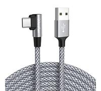 CLEEFUN Cavo USB C 90 Gradi 3 Metri, Lungo Cavo USB Type-C Angolo Retto Nylon Cavi USB A a USB C Ricarica Rapida per iPhone 16 15 Pro Max, Galaxy S25 S24 S23 S22 S20 S10 S9 Plus A25 A55 A15 A14, PS5