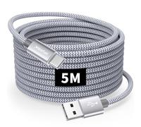 CLEEFUN Cavo USB Type-C 5 Metri, Lungo Cavo USB C 5 metri 3A di Ricarica Rapida in Nylon Compatibile per Galaxy S25 S24 S23 S22 S21 S10 S9 Plus, A13 A14 A15 A50 A71, Per iPhone 16 15 Plus/Pro Max